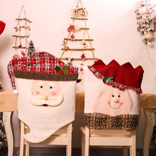 New Design For Couple Christmas Santa Claus Chair cover Solar term tablecloth Home Chair Cover Decorations Accessories