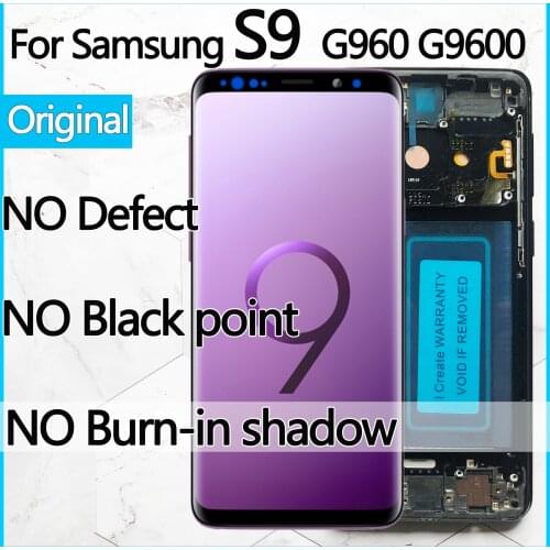 ORIGINAL AMOLED Replacement for SAMSUNG Galaxy S9 LCD display Touch Screen Digitizer with Frame G960 G9600 No burn shadow