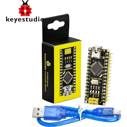 Free Shipping 1pcs Keyestudio CH340 Nano Controller Board + USB cable For Arduino DIY Programing