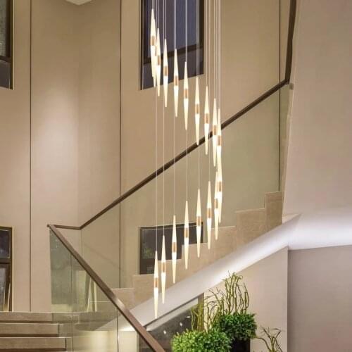 Led Chandelier For Stair Loft Living Room Bedroom Kitchen Staircase Ceiling Lustre Lighting Indoor Home Decor Long Hanging Lamp