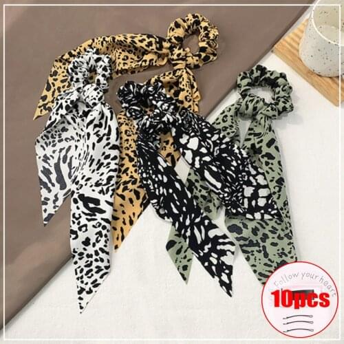 Leopard Print Streamer Headband Trendy European and American Tied Hair Rope Female Simple Temperament Hair Accessories
