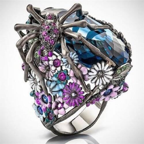 Exaggerated Punk Spider Flower Ring Men And Women Hip Hop Party Accessories Personality Men And Women Jewelry Gifts