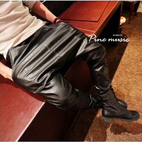 New 2018 fashuion faux leather harem pants men drop crotch pants men baggy pants casual fashion elastic waist pants men/PK3
