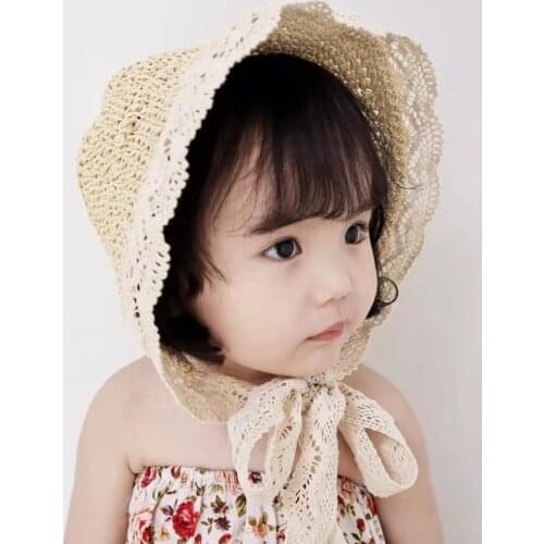 Summer French style lace ribbon hat bow holiday beach straw paper lady out door travel leisure cap women bucket hat Foldable