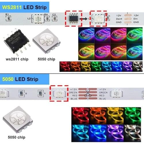 Dream RGB Led Strip Lights Bluetooth Addressable Tape Diode WS2811 5050 Led Lights Flexible Ribbon Remote Control With Adapter