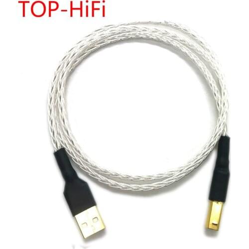 TOP-HiFi Free Shipping 8 cores Twist 7N OCC silver plated braid USB 2.0 Type A to B Male interconnect cable for connect cable
