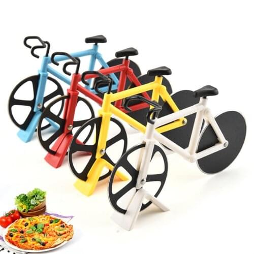 Bicycle Pizza Cutter Wheel Stainless Steel Plastic Bike Roller Pizza Chopper Slicer Kitchen Gadget Pizza Cutter Knives