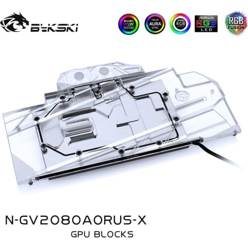 Bykski Water Block use for GIGABYTE AORUS RTX2080 Xtreme 8G / N2080AORUS /2070 Full Cover Copper Radiator Block / RGB Light AURA