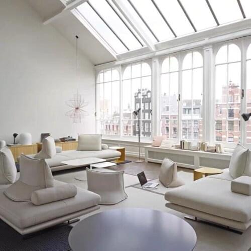 ChinaFurniture processing and production factory Modern light luxury fabric Stainless steel foot bracket multi-seat sofa