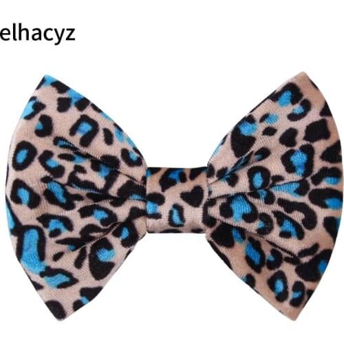 1PC New 5" Big Smooth Leopard Velvet Kids Hair Bow with/without Clip Autumn&Winter Hair Accessories Girls Headwear for Headband