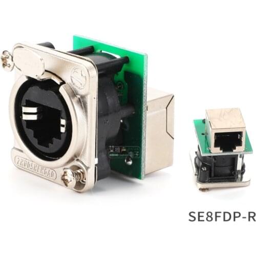 1Pcs D-type module RJ45 socket network cable connector butt joint SE8FDP signal metal 90 degree angle corner HIFI plug-in