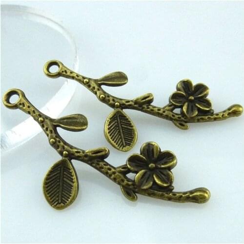 15pcs Antique Bronze Branch Flower Charms Pendants Accessories For DIY Necklace Bracelet Alloy Jewelry 13696