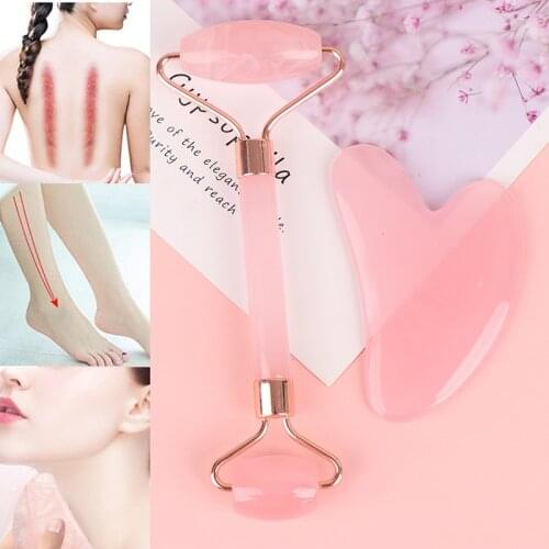 2pcs/set Natural Resin Face Massage Roller Face Lifting Up Wrinkle Remover Massage Tool Gua Sha Scraper Board