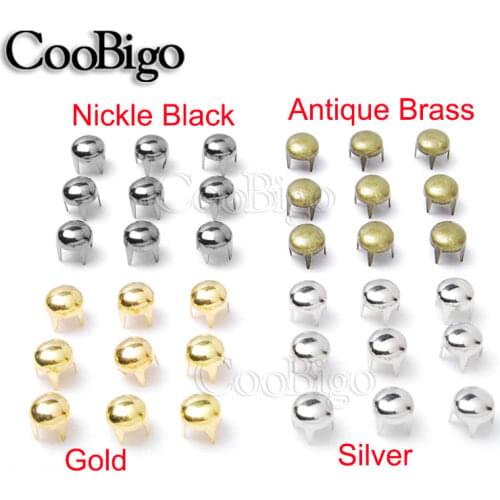200pcs 5mm Round Dome Rivets Spike Studs Spots Nailhead Punk Rock DIY Leather Craft for Shoes Clothing Bag Parts Decoration