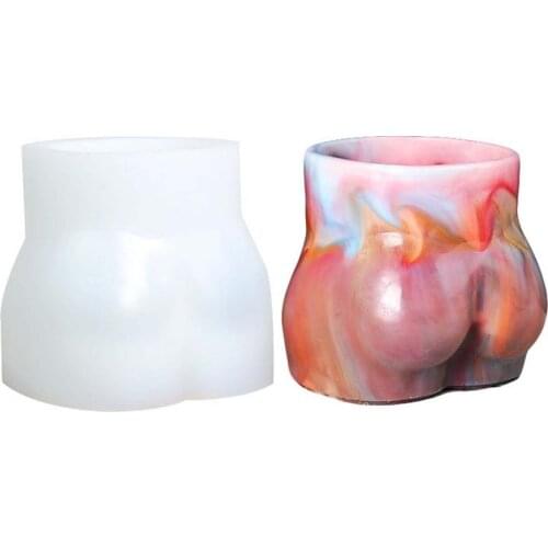 3D Human Butt Mold DIY Human Body Art Vase Silicone Mold Handmade Butt Shaped Pen Holder Flower Pot Casting Molds