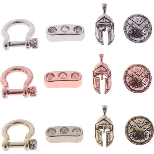 4PCS/set Umbrella Rope Beads Charms Beads Shield Buckle EDC Lanyard Cross Paracord Beads Bracelet Accessories