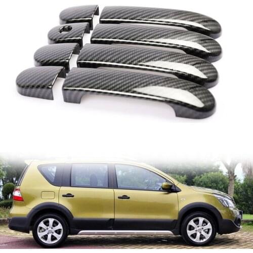 8Pcs/Set Carbon Fiber Car Exterior Door Handle Covers for Nissan LIVINA 2009-13 Car Styling