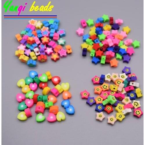 9-10mm Five Pointed Star Love Heart Beads DIY Jewelry Findings Polymer Clay Beads for jewelry earring Design Bracelet