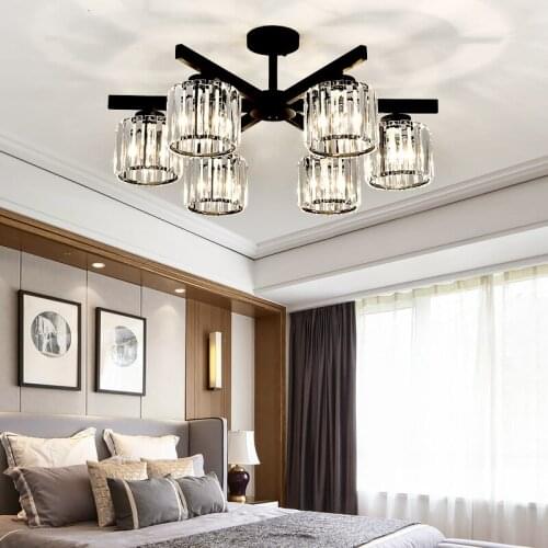 American Bedroom Crystal Lamp Atmosphere Living Room Light Fashion Wrought Iron Chandelier Nordic Home Art Crystal Chandeliers