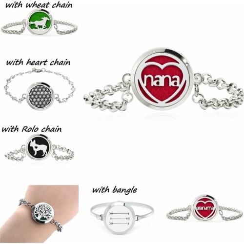 Grandma Dog 316L Stainless Steel Locket chain Bracelet 30mm twist screw Diffuser locket Perfume bangle bracelet 10Pads as gift