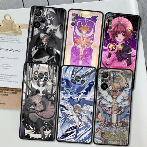 Black Phone Case For Xiaomi Mi Poco X3 NFC M3 Pro F3 GT F2 X2 11 10T Note 10 Lite Painted Protect Cover Cardcaptor Sakura Anime