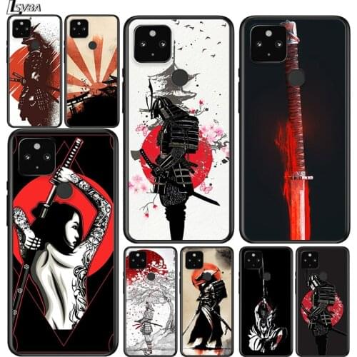 Japanese Samurai for Google Pixel 5 Pixel 4a 5G Pixel 4a Pixel 4 Pixel 4 XL Silicone Soft Black Phone Case Cover