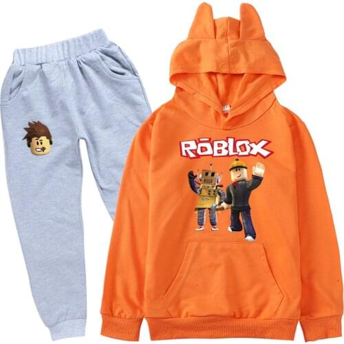 Childrens Boys' Hoodie Robloxing Printed Girls' Hoodie Spring and Autumn Sweatshirt+Pants 2-12 Years Old Childrens Wear
