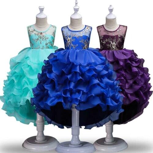 Kids Dresses for Girls Wedding 2019 Boutique Dress Childrens Embroidery Clothing Costume Princess Birthday Party Dress 3-15 Yrs