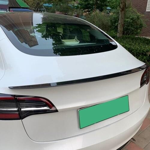 For Tesla Model 3 Blue Star 2017-2020 Carbon Style Rear Trunk Spoiler Wing Back Boot Lip Cover Car Styling
