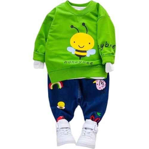 New Spring Children Fashion Clothes Baby Boy Girls Cartoon T Shirt Jeans Pants 2Pcs/sets Kids Infant Clothing Toddler Tracksuit