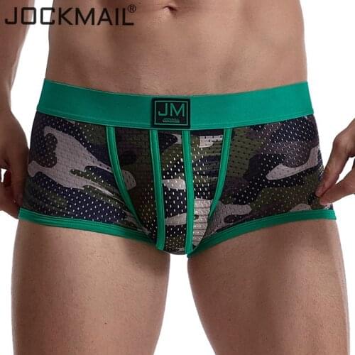 JOCKMAIL Boxer Men Underwear Men Camouflage Mesh Underwear Boxershorts Men Breathable Gay Sexy Underwear Calzoncillos Hombre
