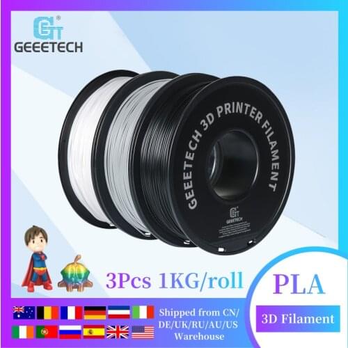 Geeetech PLA Filament 3X 1kg Spool 1.75mm for most FDM 3D printer 3Pcs 1KG/roll, 3D Printer Consumables, Tangle-Free, Non-Toxic
