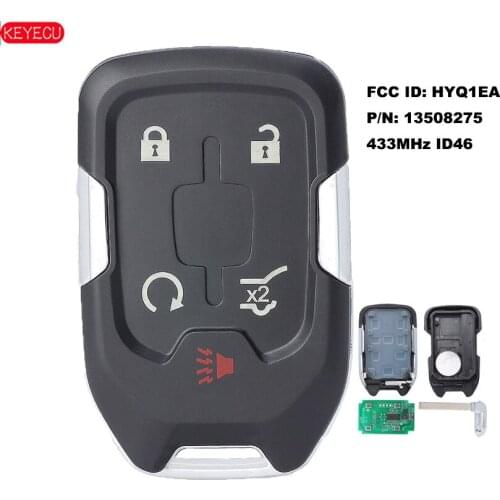 KEYECU KEYECU 433MHz ID46 Chip Smart Remote Car Key 5 Button Fob for GMC Acadia 2017-2018 FCC ID: HYQ1EA P/N: 13508275