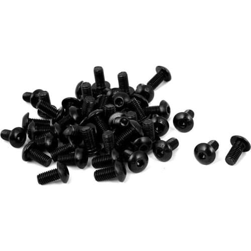 Button M5 x 10mm Hex Head Screw Cap Black 50