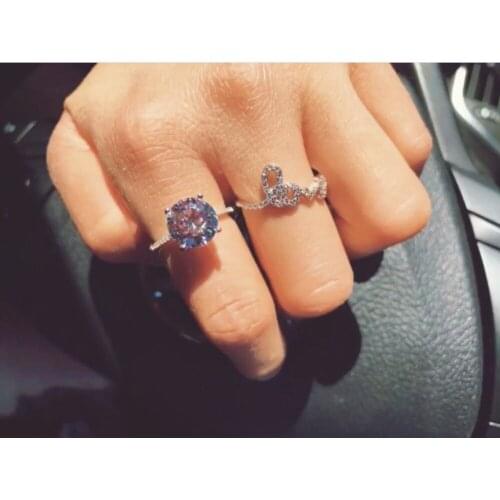 Original 925 Sterling Silver Created Diamond Wedding Engagement Cocktail Round Square topaz Gemstone Rings for Women Jewelry