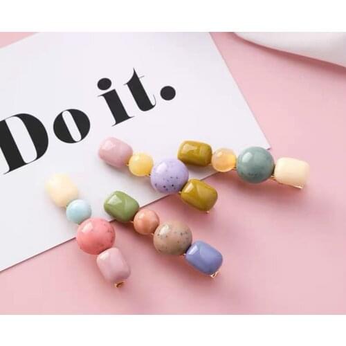 Korean Version Retro Temperament Geometric Hair Clip Resin Acetic Acid Duckbill Clips Women Side Clip Hairpin Hair Accessories