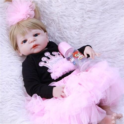 Bebe girl reborn dolls 22"55cm full silicone reborn baby dolls child gift toy dolls bonecas brinquedo menina
