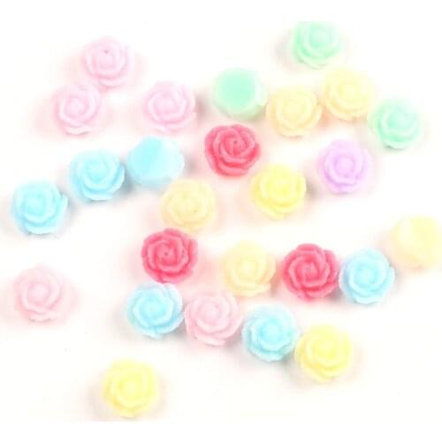 LF 100Pcs Mixed 11mm Rose Red Resin Decoration Crafts Flatback Cabochon Embellishments For Scrapbooking Cute Diy Accessories