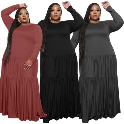 Maxi Dresses for Women Spring Clothes Long Dress Casual Draped Patchwork Ladies Plus Size Dress Bohemian Wholesale Dropshipping