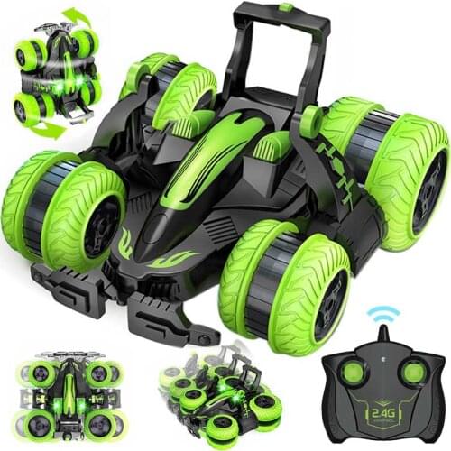 1:18 RC Stunt Car 2.4Ghz 4WD Radio Remote Control Cars Toy With LED Light 360 Degree 10km Electric RC Vehicle Toys For Kids Gift