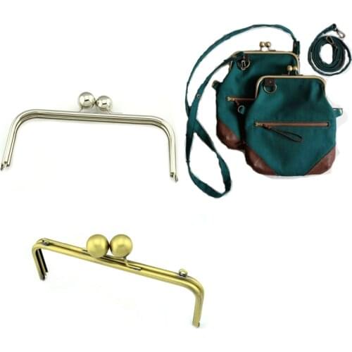 9 inches Metal Purse Frame Handle Clutch Bag Purse Making Kiss Clasp Bags Hardware 2.5cm big ball metal purse handle 22x9cm