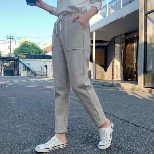 Fashion 2020 winter high waist womens Harem Pants woolen women plus size casual solid warm female long women Trousers NS4698