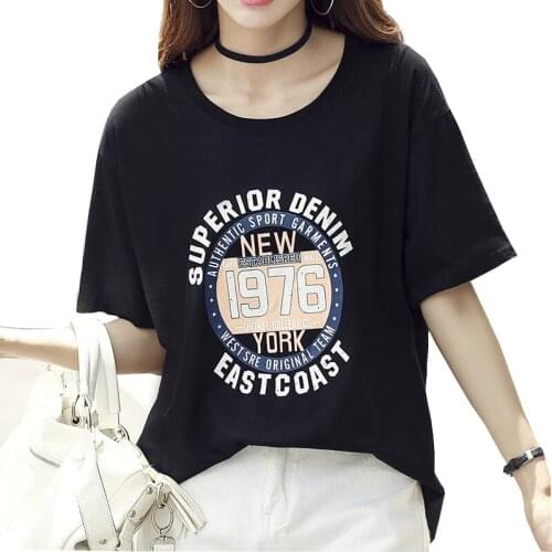 Grace&Taste Fashion Tees Korean Summer Casual O-Neck Loose Print Short Sleeve T Shirt Womens Base Shirt Cotton Tops