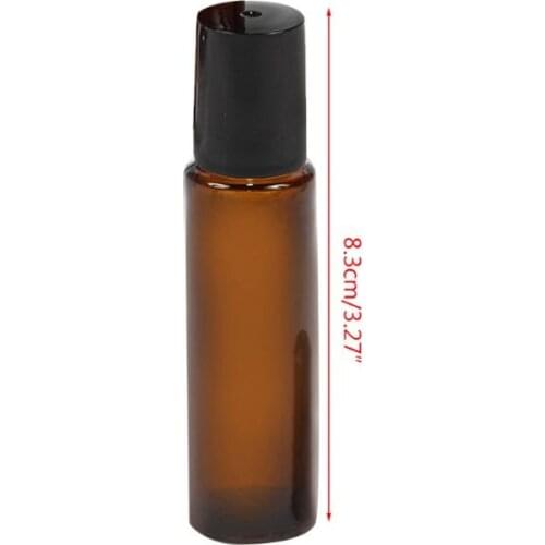 Amber 10 ml Glass Roll-on Bottles with Stainless Steel Roller Balls MOLF