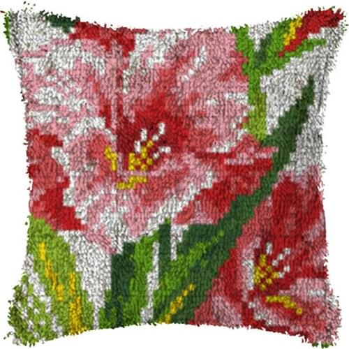 Flower DIY Latch Hook Rug Kit Segment Embroidery Pillow Wool Cross Stitch Carpet Set Crafts