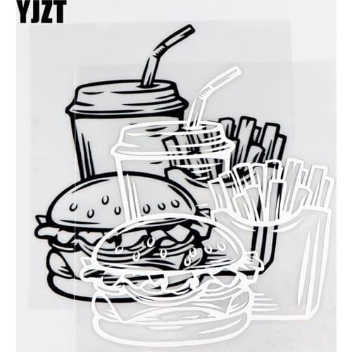 YJZT 13.7×14.8CM Vinyl Decal Fast Food Burger Soft Drink Art Mural Nice Car Stickers Black / Silver 10A-0741