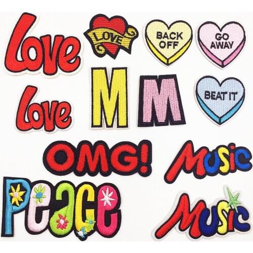 Letter patches embroidered Iron On Patch OMG patch for clothes cheaper patch appliqued MUSIC Badge sew on Clothing accessories