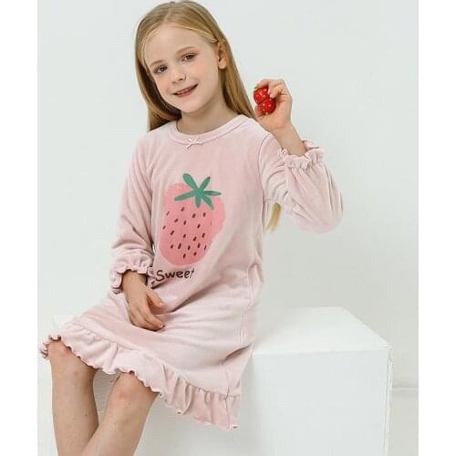 Girls' Nightdress Autumn Winter Kids Pajamas Long Sleeve Toddler Girl Homewear Flannel Warm Girl Nightgown 4-18Y Kids Dresses