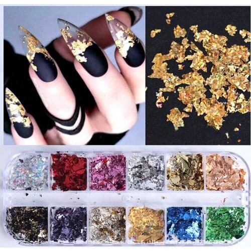Nail Flakes Foil 3D Aluminum Foil Glitter Colorful Nail Design Sliders for Nails Stickers & Decals Nail Decoration DIY Manicure