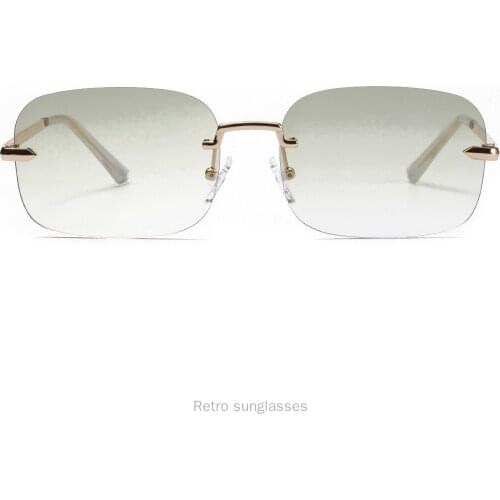 Small Square Sunglasses Women Luxulry Brand Vintage Rimless Rectangle Colorful For Female Eyewear Retro Sunglasses UV400 FML